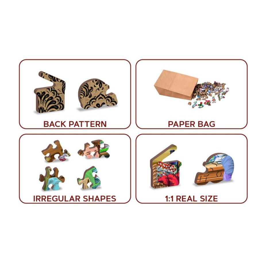 Candy Adventures 400 Piece Wood Jigsaw Puzzle Wooden City