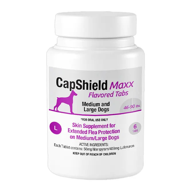 CapShield Maxx Flea Tabs for Medium and Large Dogs 46-90 lbs Beef Flavor 6 Count