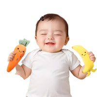 Baby Sensory Toys - Soft Carrot & Banana Teething Toys for Newborns 0-12 Months | Anti-Startle Comfort Toys