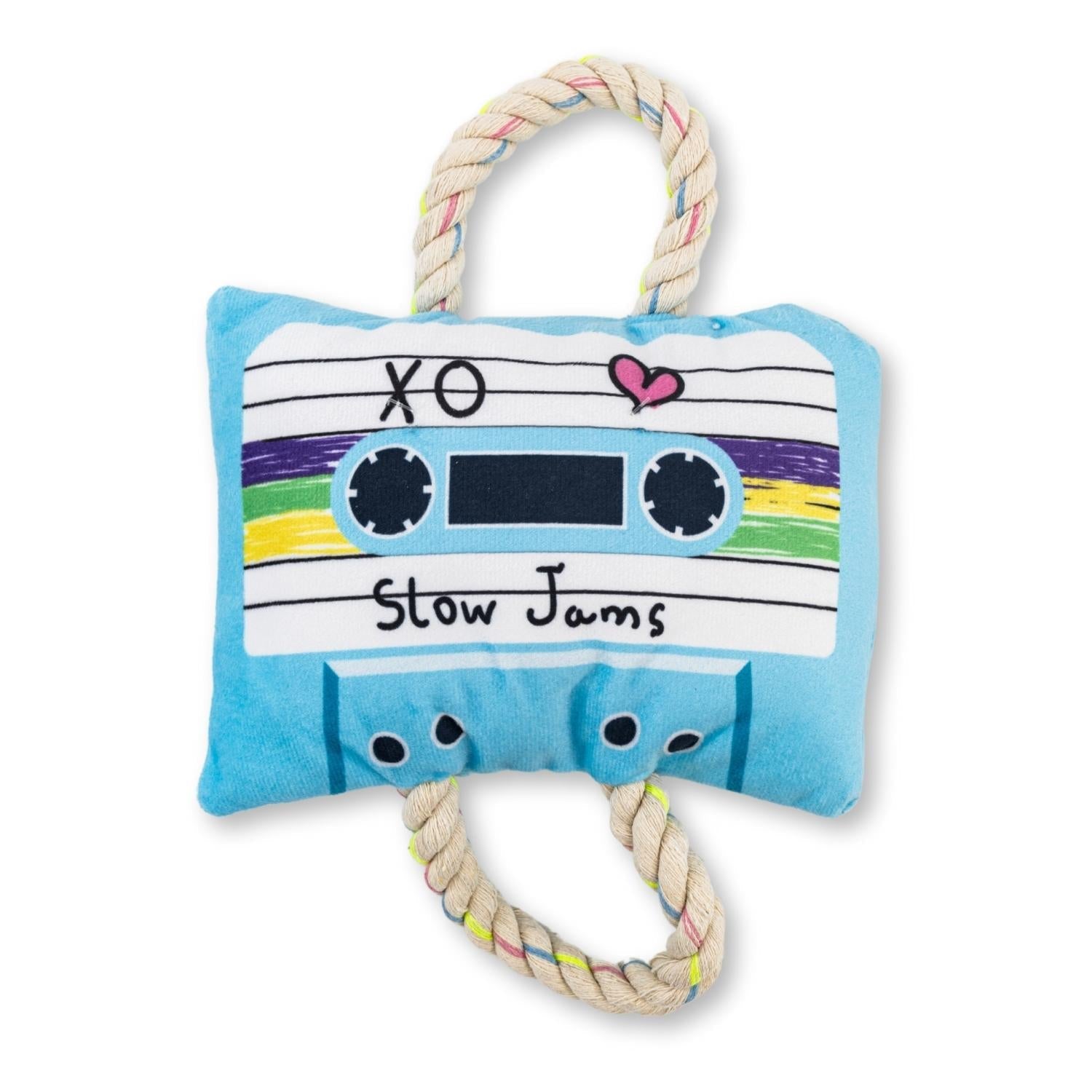 Retro Cassette Tape Plush Dog Toy – with Squeaker & Crinkle Paper for Fun Play - BIG FRENCHIES