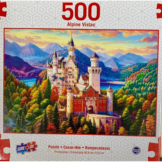 Castle in the Mountains Alpine Vistas 500 Piece Jigsaw Puzzle Sure Lox - BIG FRENCHIES