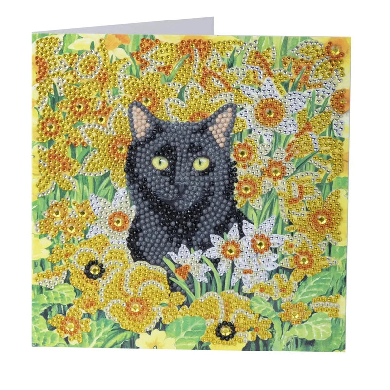 Cat Amongst the Flowers Crystal Art Card Kit Craft Buddy - BIG FRENCHIES
