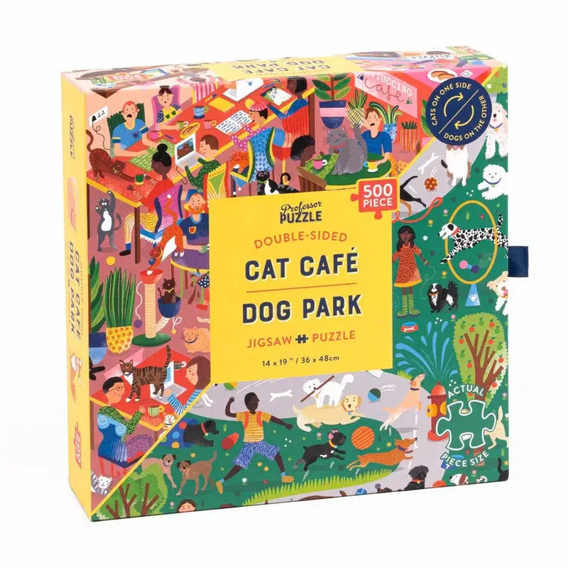 Cat Café Dog Park 500 Piece Double-Sided Jigsaw Puzzle Professor Puzzle - BIG FRENCHIES
