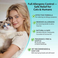 Cat Dander Remover Spray Natural Allergy Relief No Rinse Anti Dander