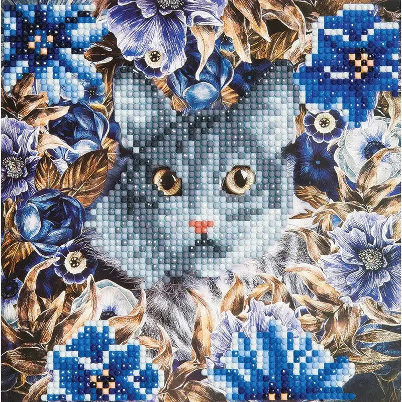 Cat & Flowers Crystal Art Card Kit Craft Buddy - BIG FRENCHIES