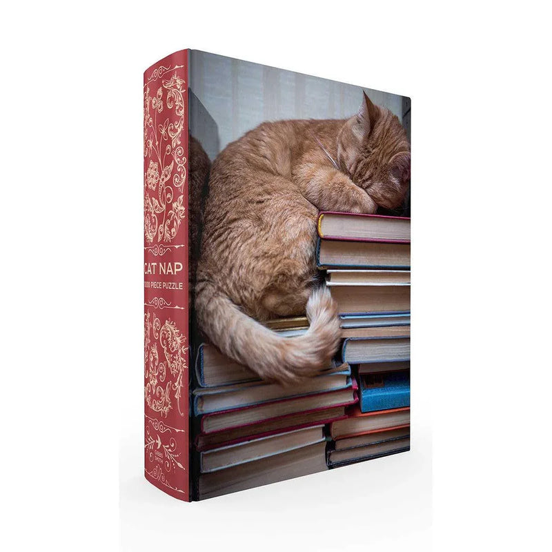 Cat Nap in Book Box 1000 Piece Jigsaw Puzzle Gibbs Smith - BIG FRENCHIES