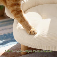 Cat Sofa Bed Furniture Style Velvet Pet Couch with Wood Legs Small Dogs