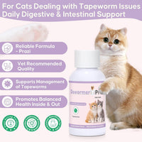 Cat Tapeworm Treatment Liquid 60ml Fast Absorption Kitten Safe Dropper