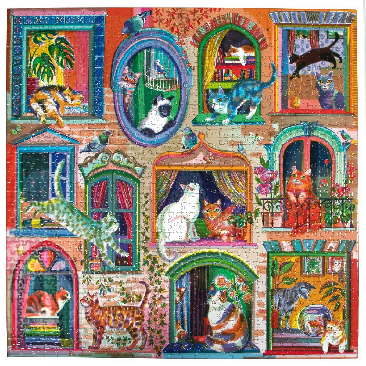 Cats in Windows 1000 Piece Jigsaw Puzzle eeBoo - BIG FRENCHIES