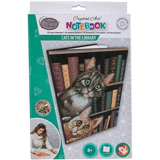 Cats in the Library Crystal Art Notebook Kit Craft Buddy - BIG FRENCHIES