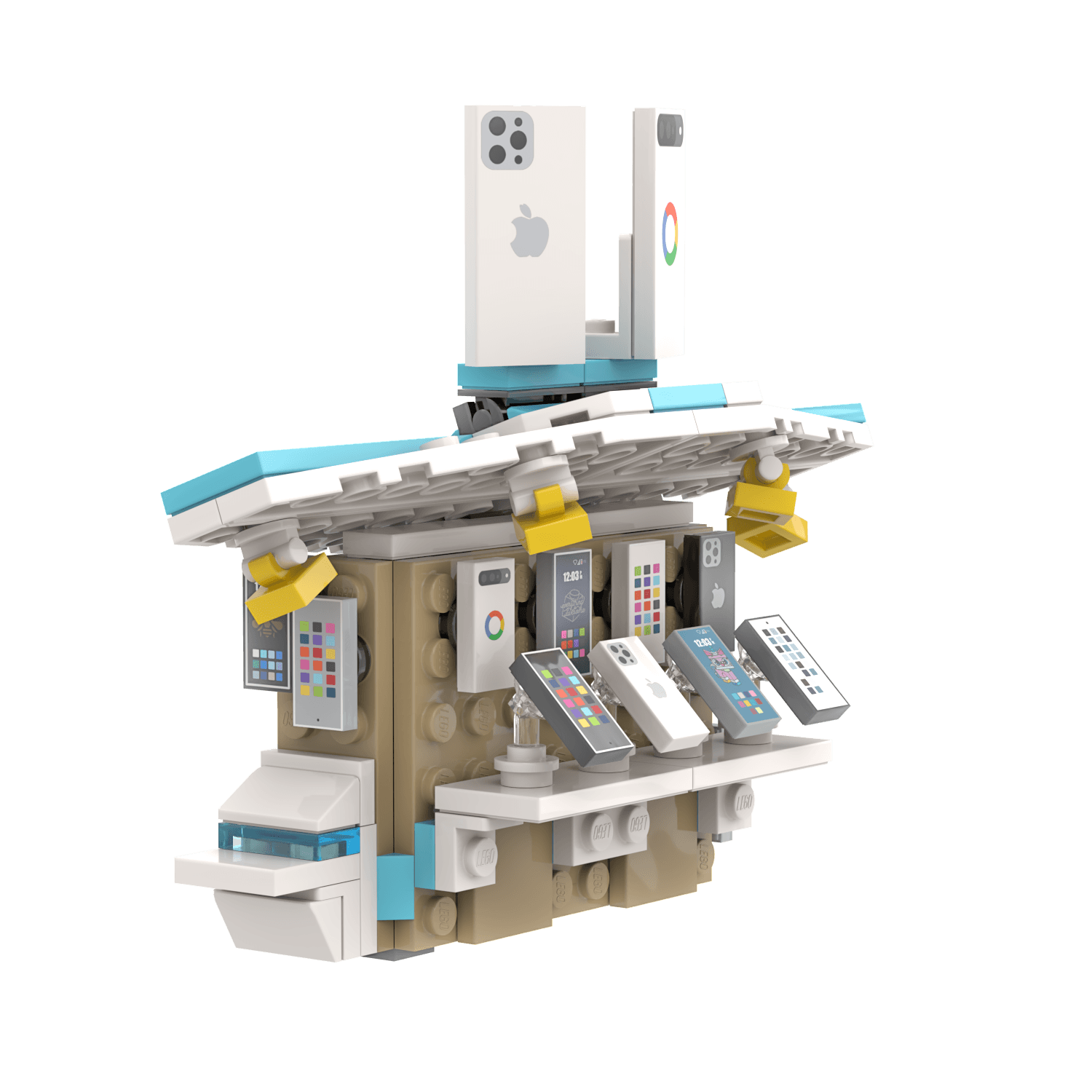 Phone Kiosk  - Market Stall - Build Kit- Custom Printed - Made Using LEGO® Parts