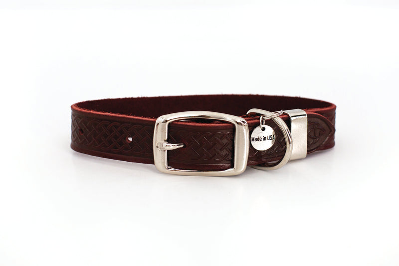 Celtic Double Buckle Style Leather Dog Collar - BIG FRENCHIES