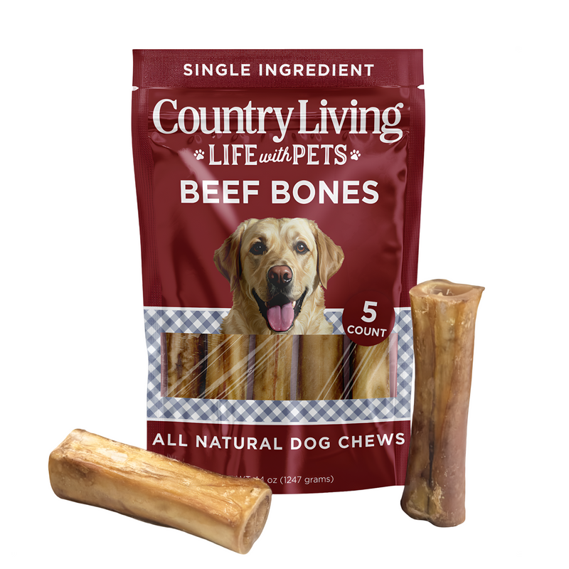Country Living 5”-6” Beef Center Cut Bones for Dogs – 5 Count Bag – All-Natural, Long-Lasting Dog Chews – Single-Ingredient, High-Protein, Rawhide-Free – Supports Dental Health - BIG FRENCHIES