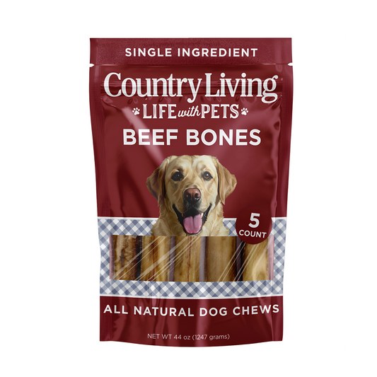 Country Living 5”-6” Beef Center Cut Bones for Dogs – 5 Count Bag – All-Natural, Long-Lasting Dog Chews – Single-Ingredient, High-Protein, Rawhide-Free – Supports Dental Health - BIG FRENCHIES