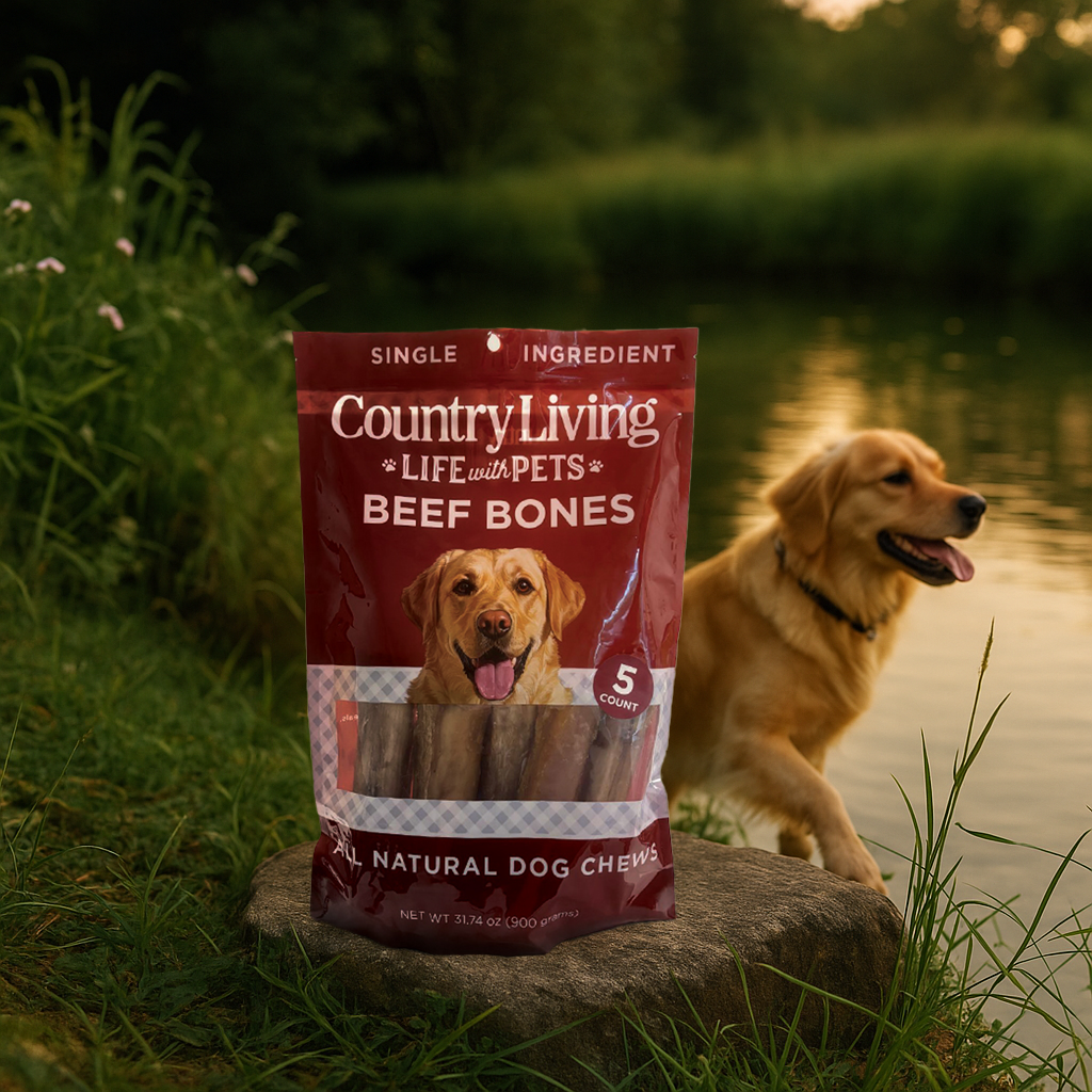 Country Living 5”-6” Beef Center Cut Bones for Dogs – 5 Count Bag – All-Natural, Long-Lasting Dog Chews – Single-Ingredient, High-Protein, Rawhide-Free – Supports Dental Health - BIG FRENCHIES