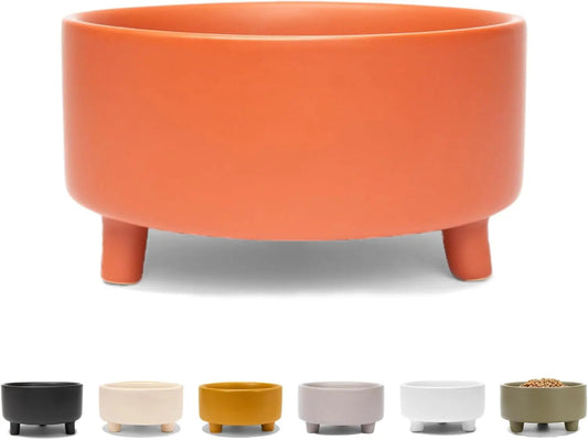 Ceramic Cat & Dog Pet Bowl, Elevated Stoneware Feeder, Dishwasher Safe - BIG FRENCHIES