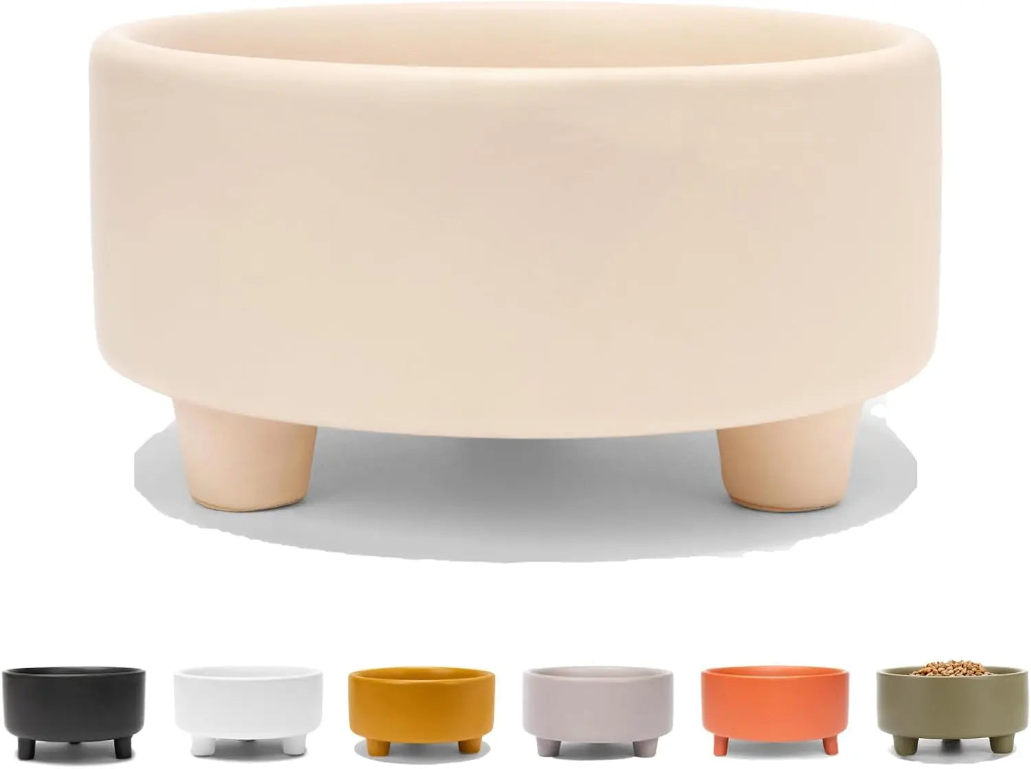 Ceramic Cat & Dog Pet Bowl, Elevated Stoneware Feeder, Dishwasher Safe - BIG FRENCHIES