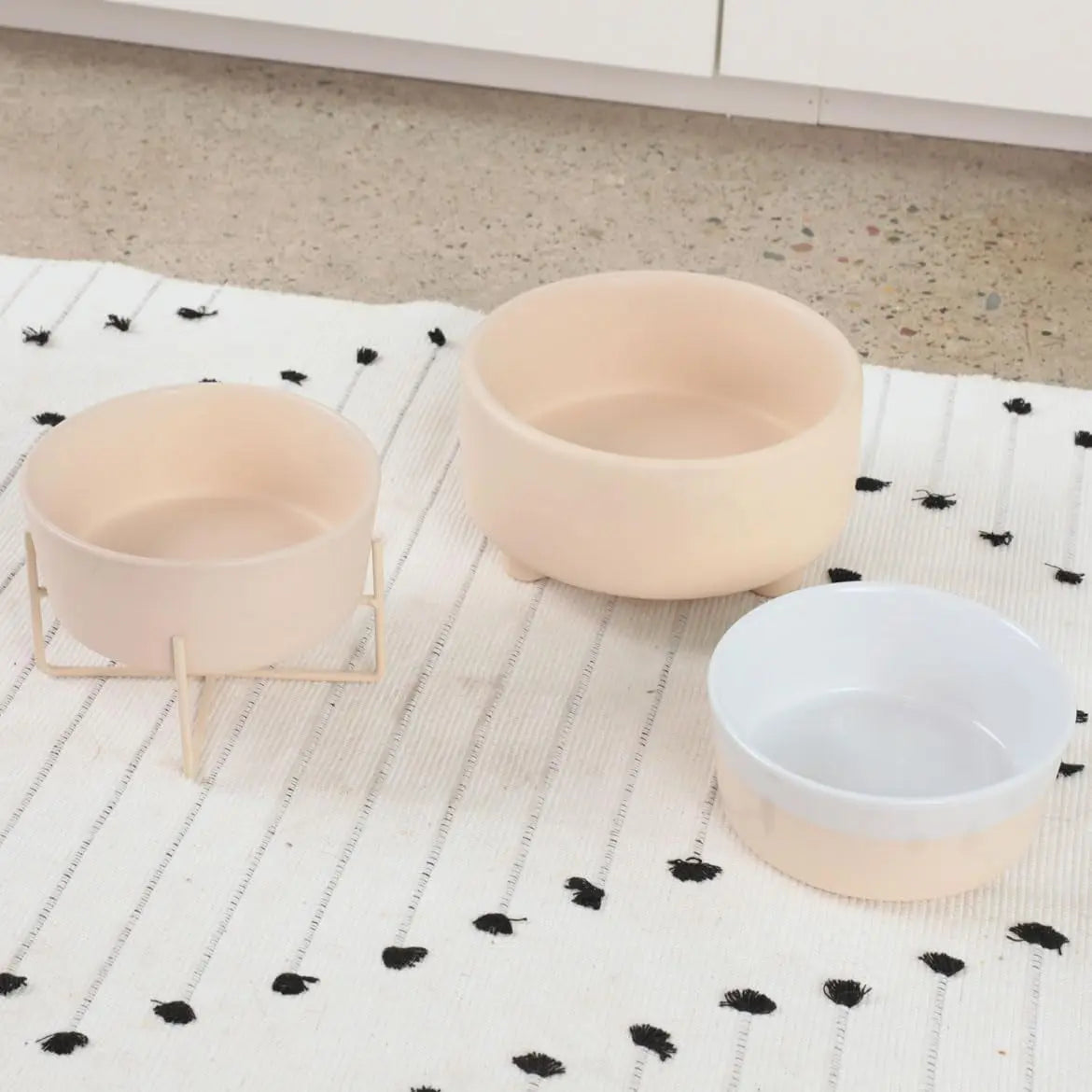 Ceramic Cat & Dog Pet Bowl, Elevated Stoneware Feeder, Dishwasher Safe - BIG FRENCHIES