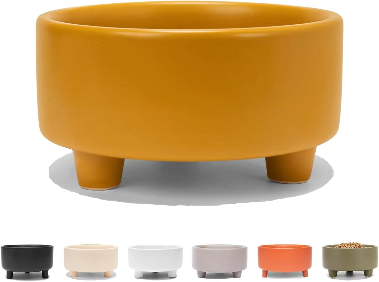 Ceramic Cat & Dog Pet Bowl, Elevated Stoneware Feeder, Dishwasher Safe - BIG FRENCHIES