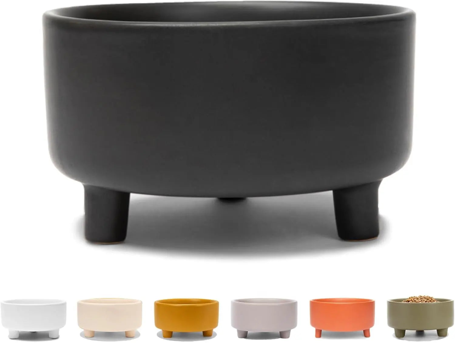 Ceramic Cat & Dog Pet Bowl, Elevated Stoneware Feeder, Dishwasher Safe - BIG FRENCHIES