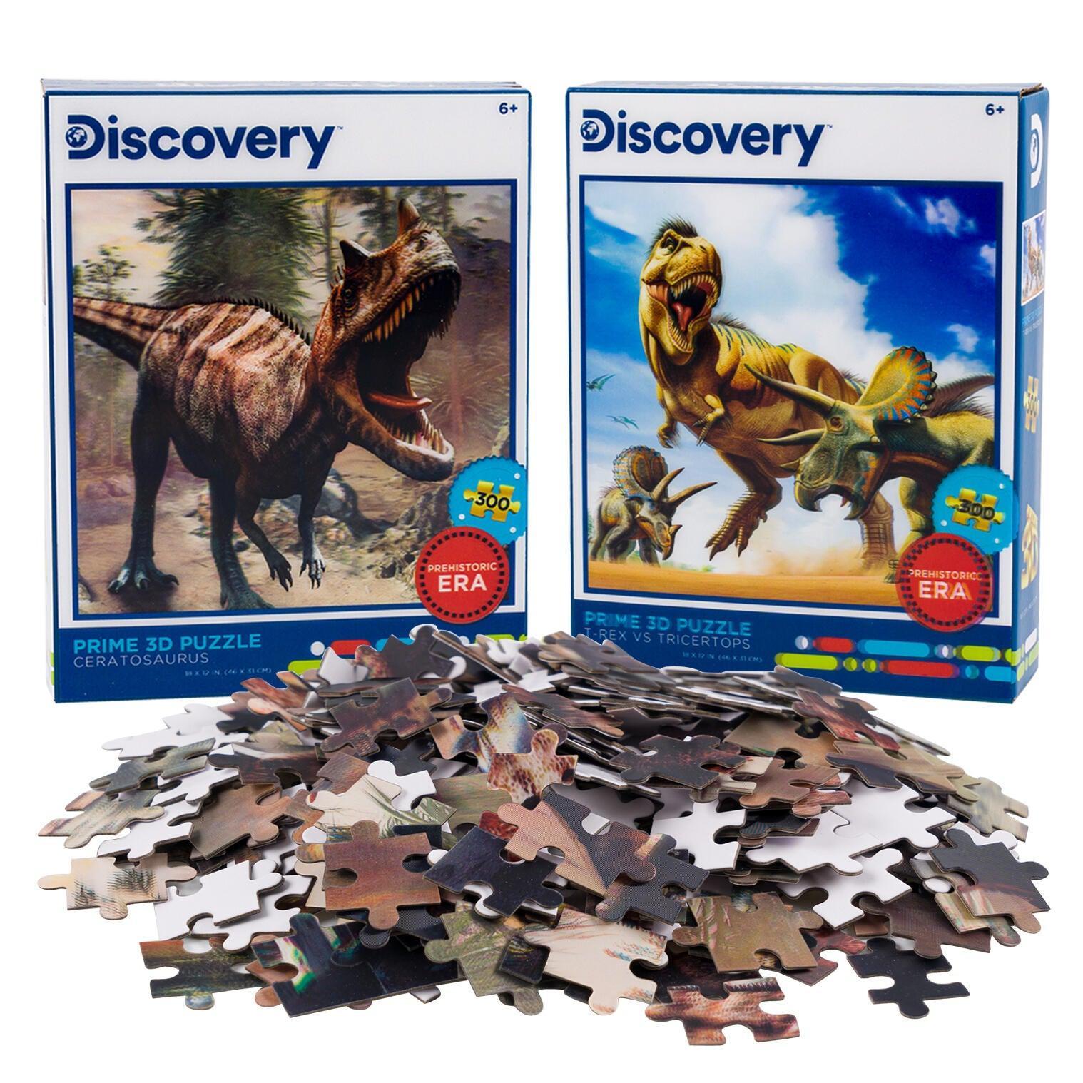 Ceratosaurus & Dino Battle Set of 2 300 Piece Lenticular Jigsaw Puzzles Prime 3D