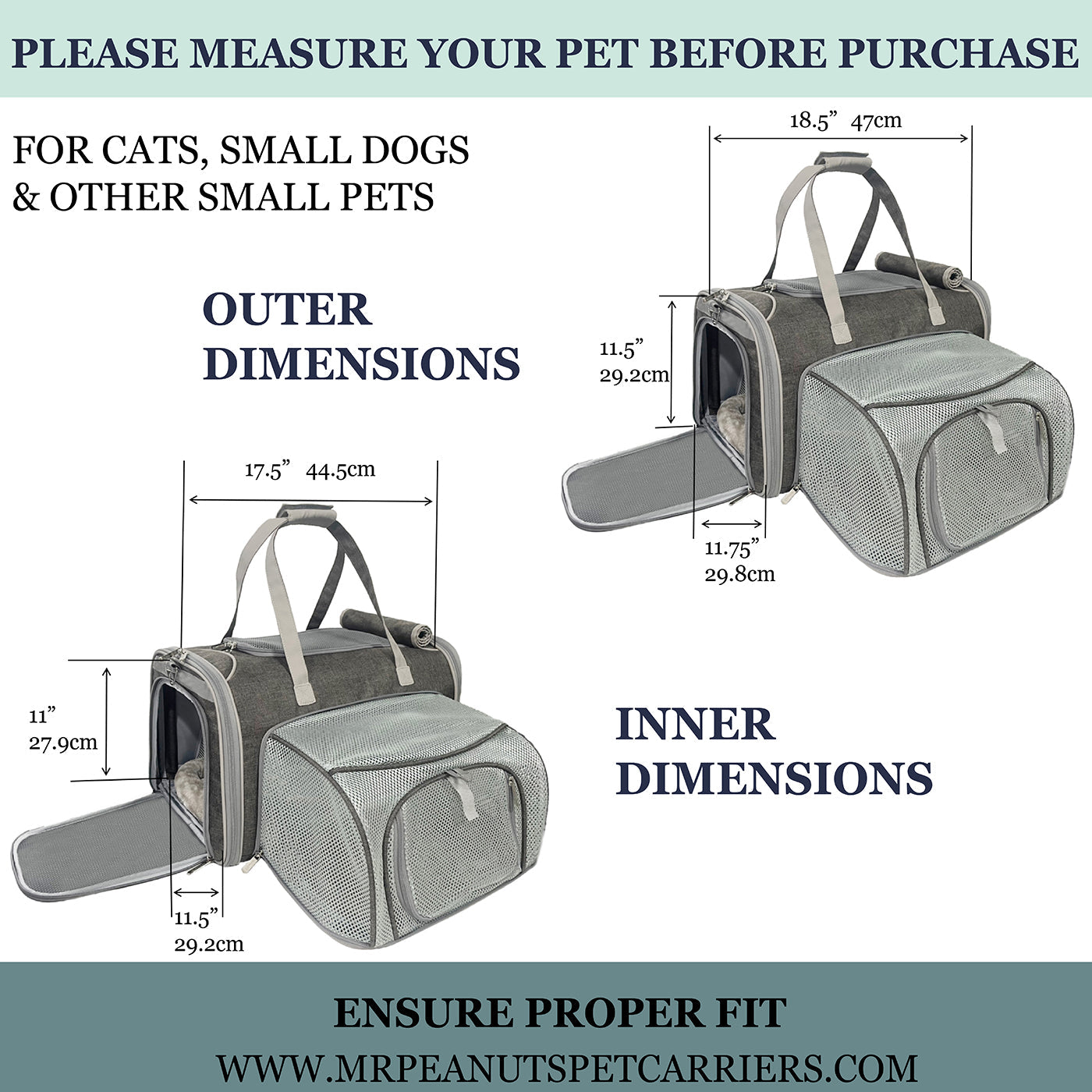 Mr. Peanut's Gold Series Standard Size Airline Compliant Expandable Pet Carrier V3.0 - BIG FRENCHIES