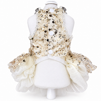Luxury Dog Dress Gold Sequin Princess Dress – Elegant Puppy Wedding Outfit with Pearl Detail