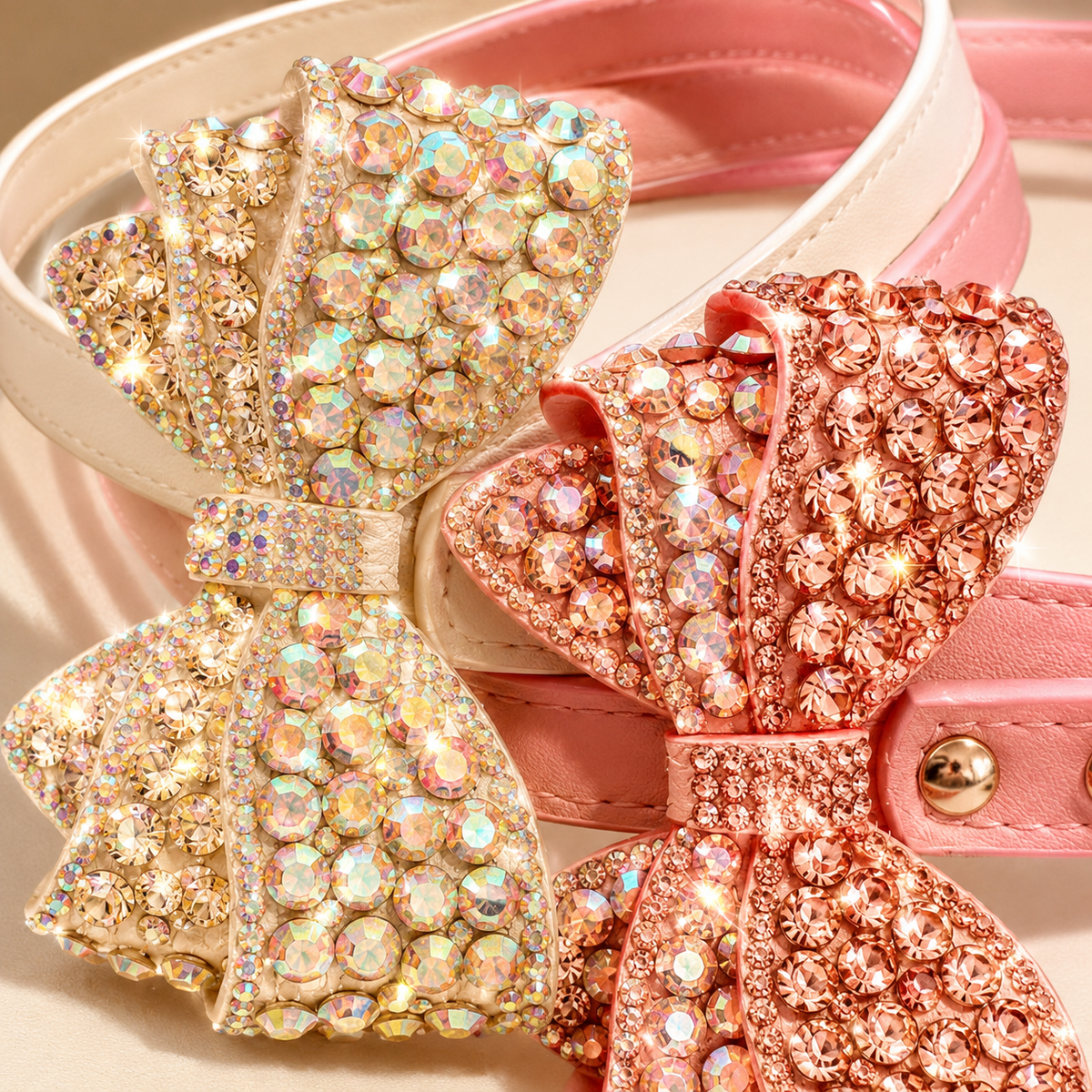 Luxury Rhinestone Bow Dog Leash Bling Crystal Puppy Lead-Pet Collars & Leashes-BIG FRENCHIES-Jane's Pet Boutique