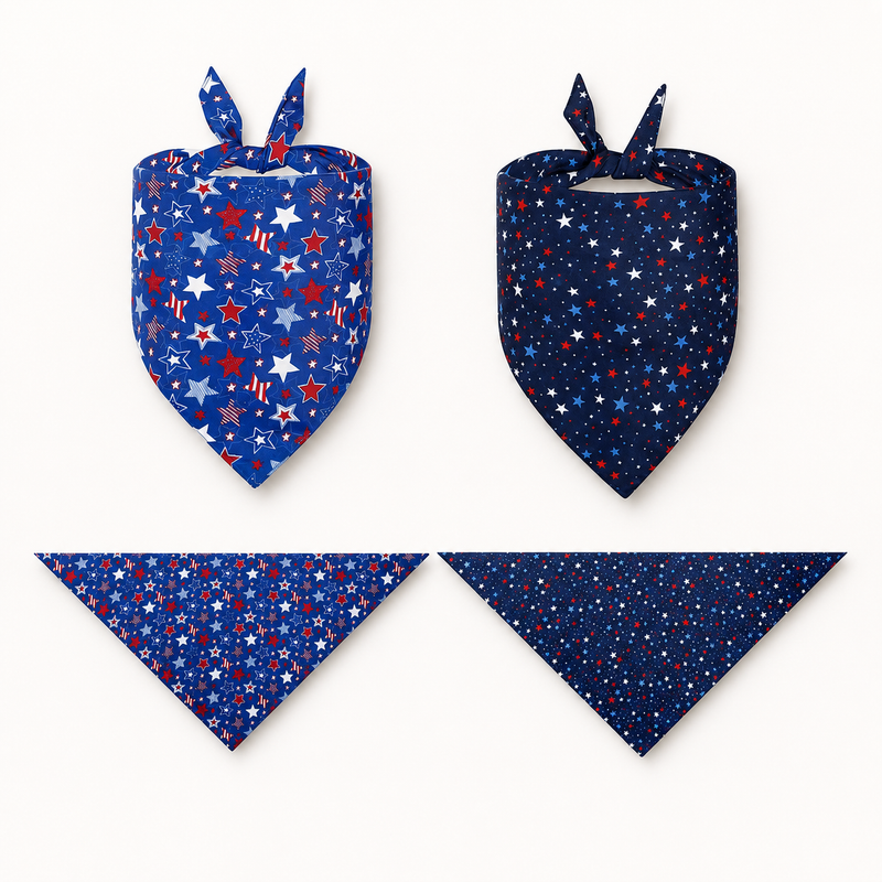Patriotic USA Dog Bandana Reversible Independence Day Pet Scarf Collar Accessory-Pet Collars & Leashes-BIG FRENCHIES-Jane's Pet Boutique