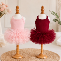 Princess Tulle Dog Dress – Soft Ribbed Puppy Tutu Dress for Small Dogs Birthday Party Outfit