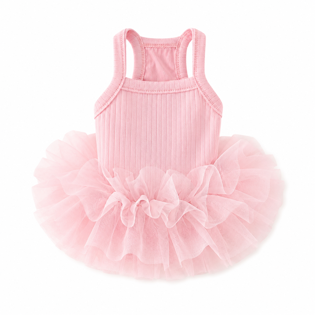 Princess Tulle Dog Dress – Soft Ribbed Puppy Tutu Dress for Small Dogs Birthday Party Outfit