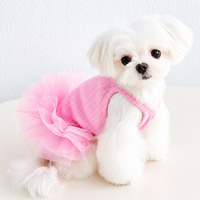 Ribbed Knit Dog Tutu Dress with Tulle Skirt