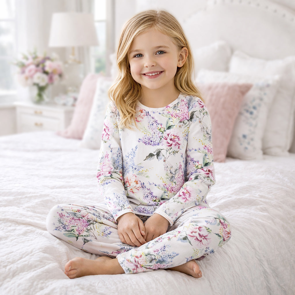 Watercolor Floral Bamboo Girls Pajama Set - BIG FRENCHIES