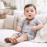 Wild Wrangler/Blue Western Bamboo Shorty Romper for Boys - BIG FRENCHIES