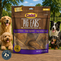 Cadet Natural Pig Ears for Dogs 100% Pork Oven Roasted Dental Chews 12 Pack