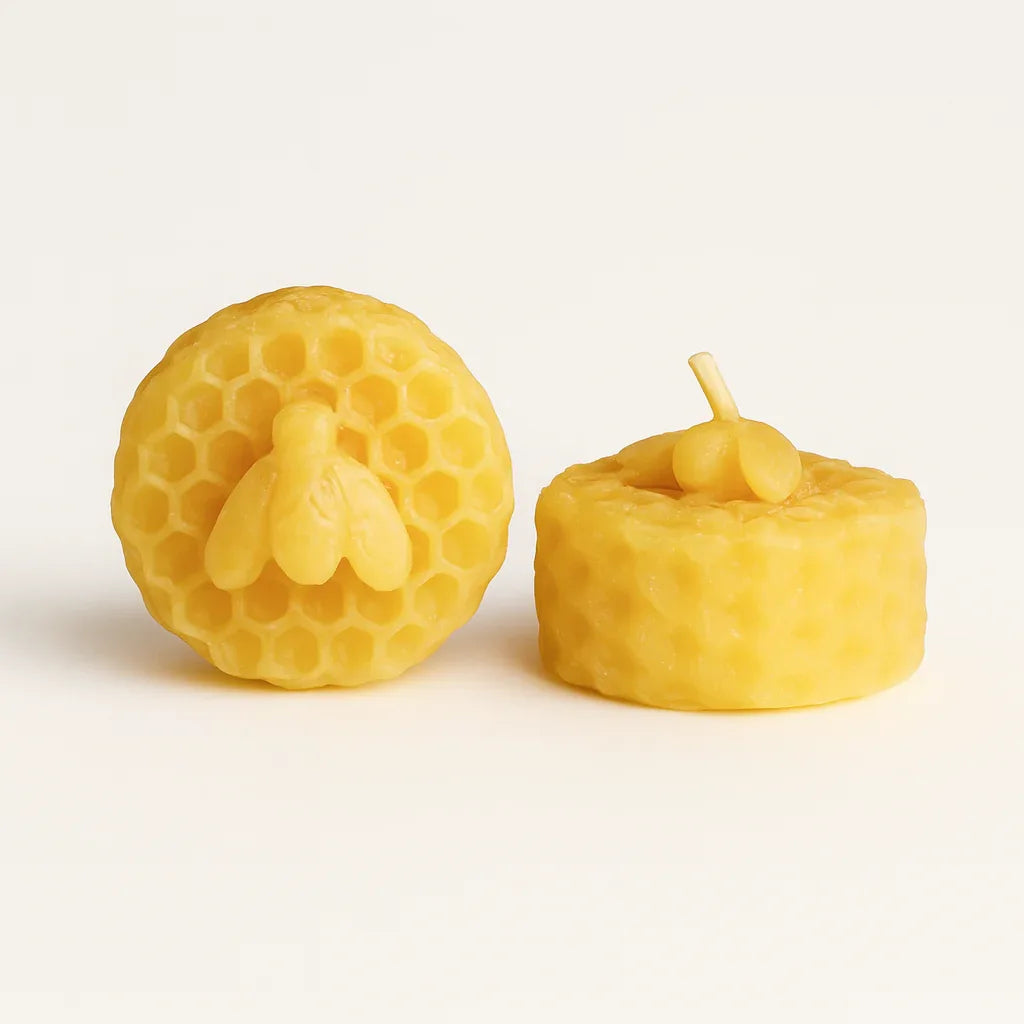 Honeycomb Beeswax Tealight Candles with Bee Embossed - BIG FRENCHIES