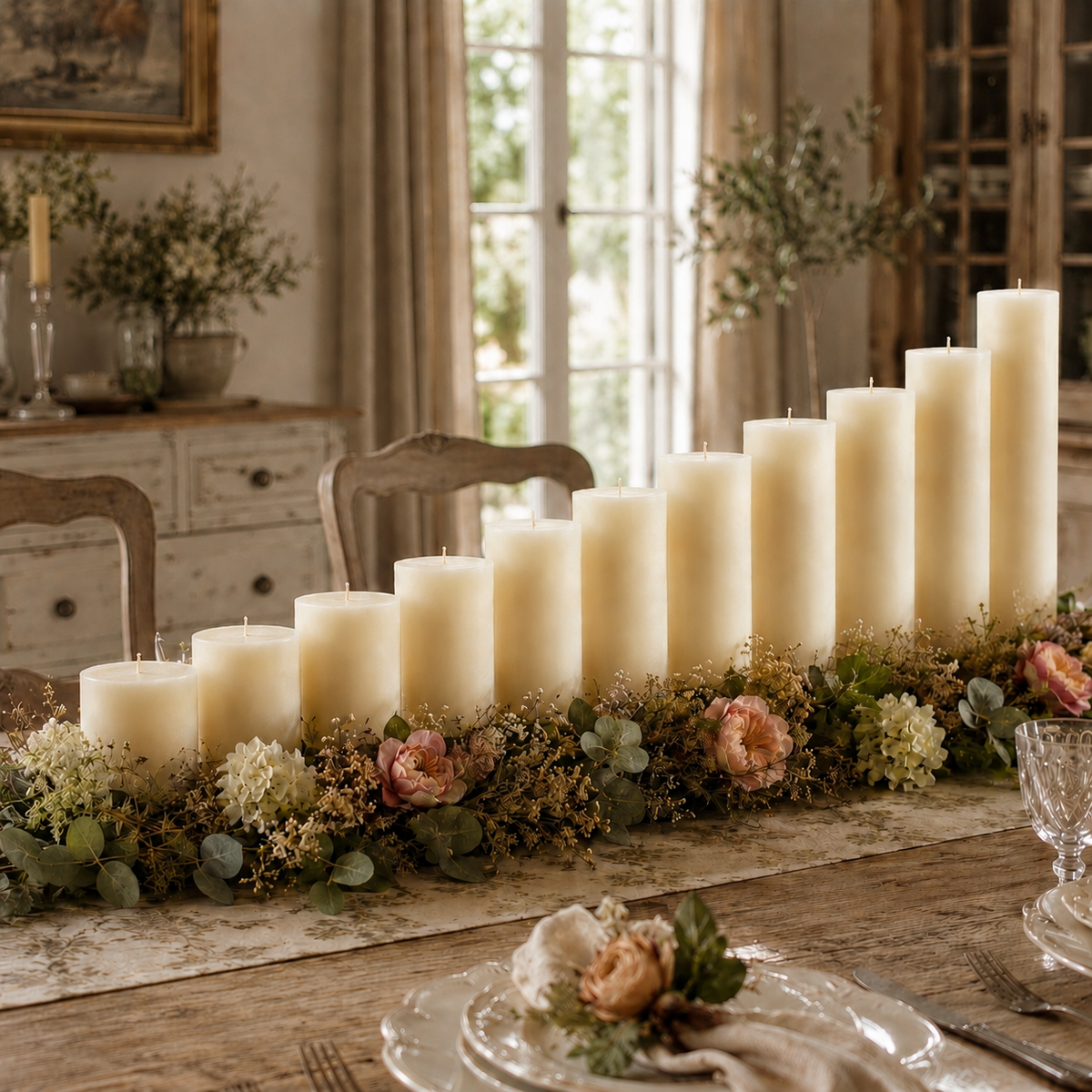 3x6 Inch White Beeswax Pillar Candle