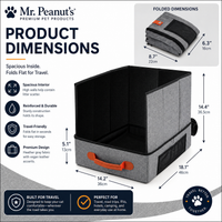 Mr. Peanut's Portable Foldable Travel Cat Litter Box – Waterproof Collapsible Litter Box with Scoop Pocket for Road Trips, Hotels, RVs & Home