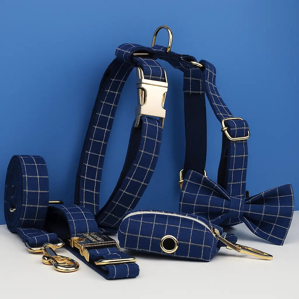 Personalized Plaid Dark Blue Classic Set