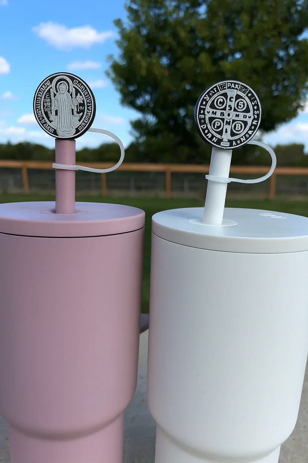 Catholic Straw Toppers: St. Benedict Medal (a 2 pack!) - BIG FRENCHIES