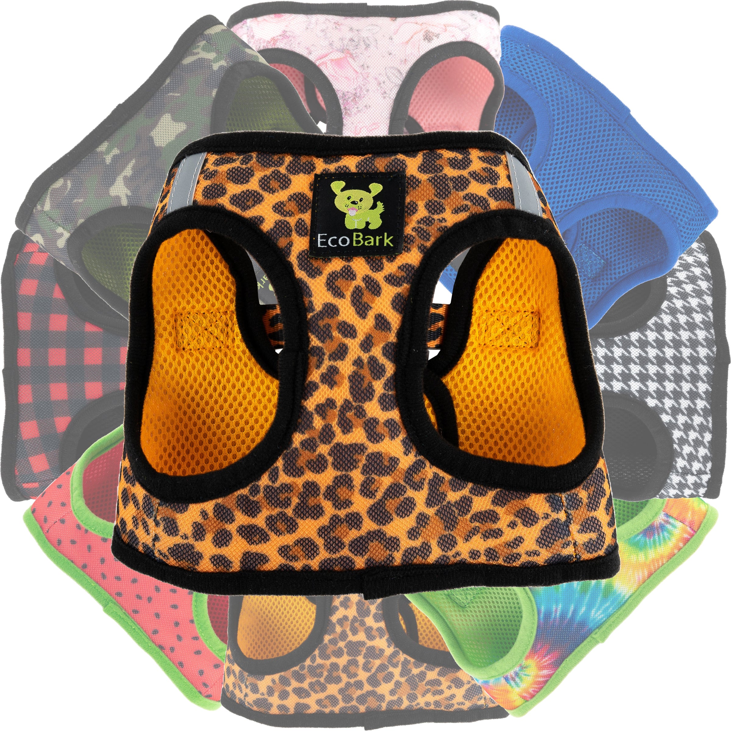 EcoBark Leopard Step In Dog Harness - Reflective Soft Mesh Harness for Teacup, Small Dogs and Puppies - BIG FRENCHIES