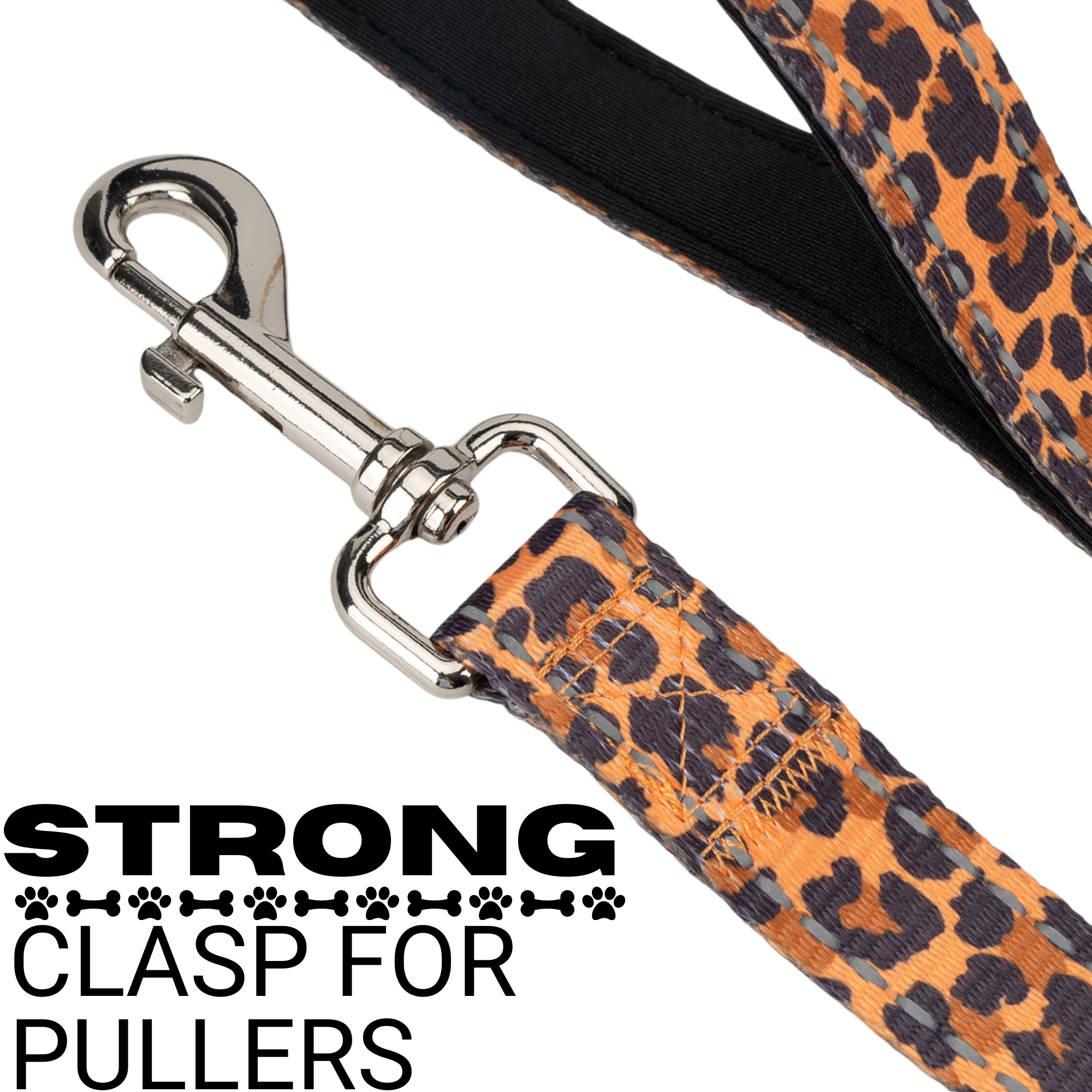 EcoBark Cheetah Dog Leash- Padded Comfort Grip Leash - 4ft, 5ft, and 6ft Leash for Small and Medium Dogs - BIG FRENCHIES