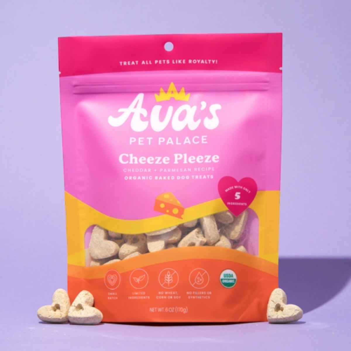 Ava's Pet Palace Organic Baked Dog Treats - Cheeze Pleeze (6 oz) / 2-Pack - BIG FRENCHIES