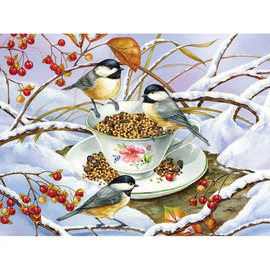 Chickadee Tea 275 Large Piece Jigsaw Puzzle Cobble Hill - BIG FRENCHIES