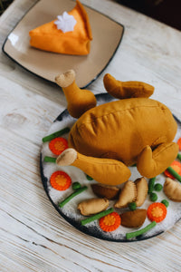 Chicken / turkey on magnets plush toy Pretend play food - BIG FRENCHIES