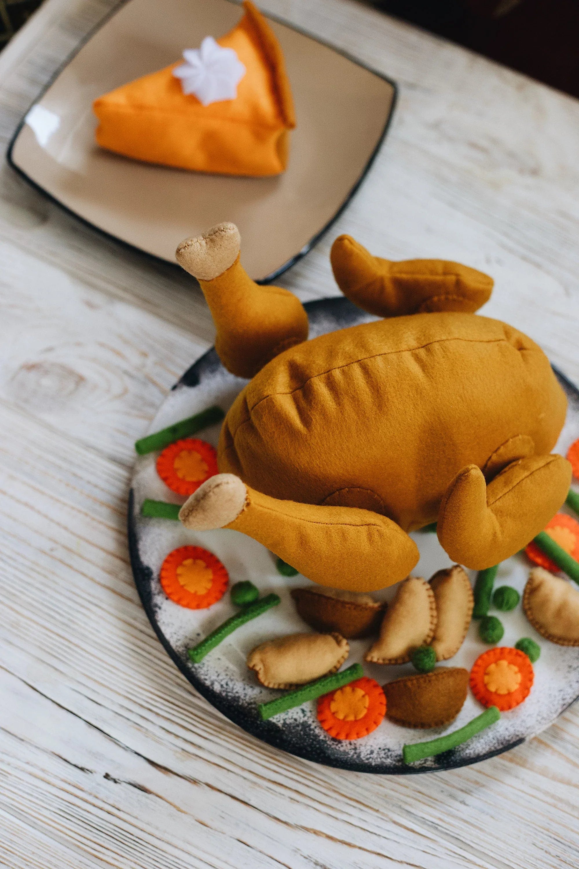 Chicken / turkey on magnets plush toy Pretend play food - BIG FRENCHIES