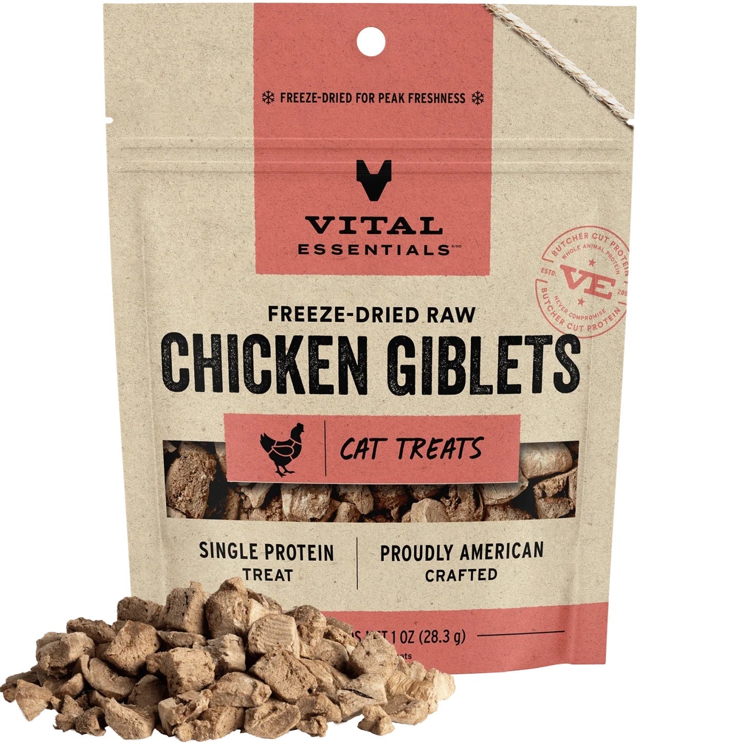 Chicken Giblets Freeze Dried Cat Treats, 1oz