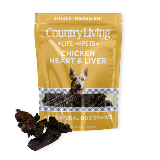 Country Living Dehydrated Chicken Hearts & Livers Dog Treats – 9oz Bag – 100% Natural, High-Protein, Single-Ingredient – Grain-Free, Healthy Training & Reward Treats – No Preservatives or Additives - BIG FRENCHIES