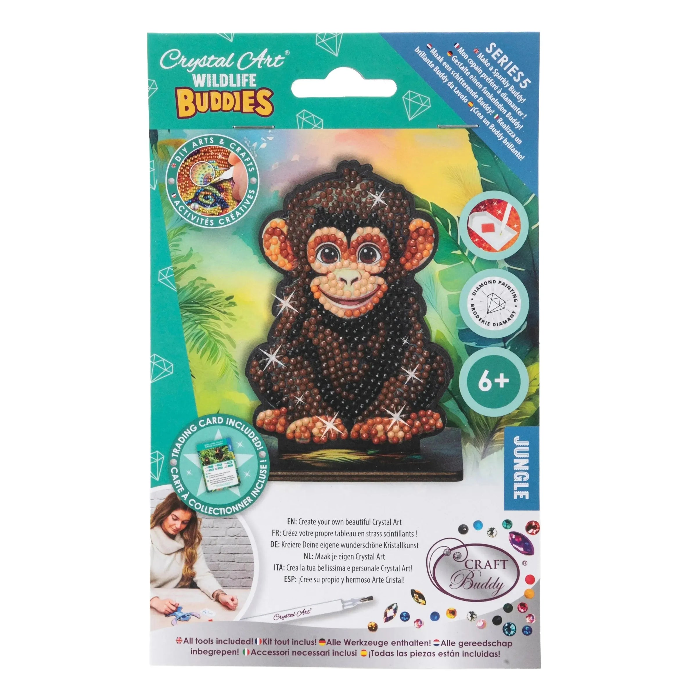 Chimp "Jungle" Crystal Art Buddies Kit Craft Buddy