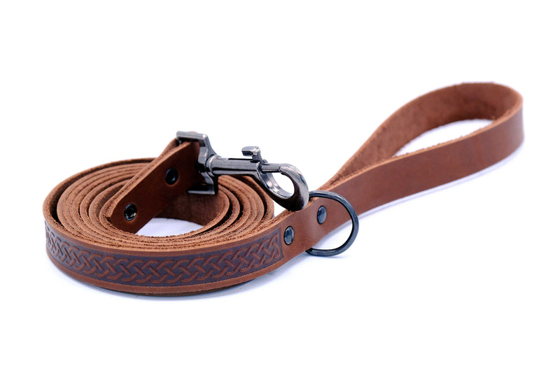 Celtic Sport Leather Collar and Leash Set - BIG FRENCHIES